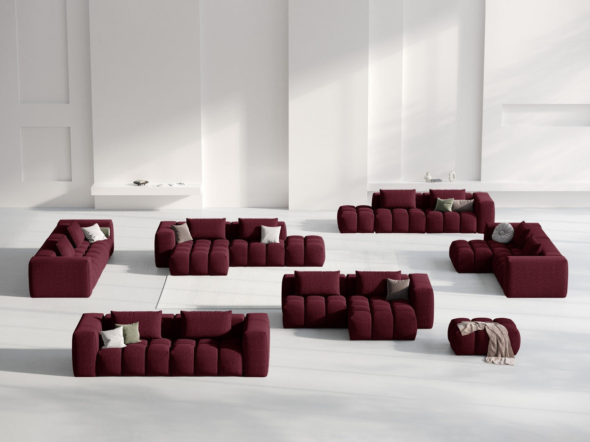 Modulares Ecksofa Verona rechts mit 3 Sitzplätzen, bezogen mit beigem Sorella-Strukturstoff, schwarze Kunststoffbeine, Massivholzrahmen sichtbar