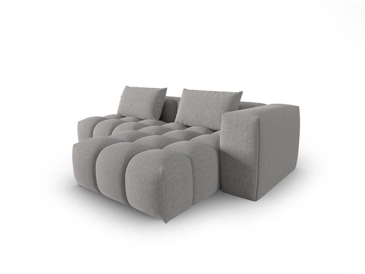 Modulares Ecksofa Verona rechts mit 3 Sitzplätzen, bezogen mit beigem Sorella-Strukturstoff, schwarze Kunststoffbeine, Massivholzrahmen sichtbar