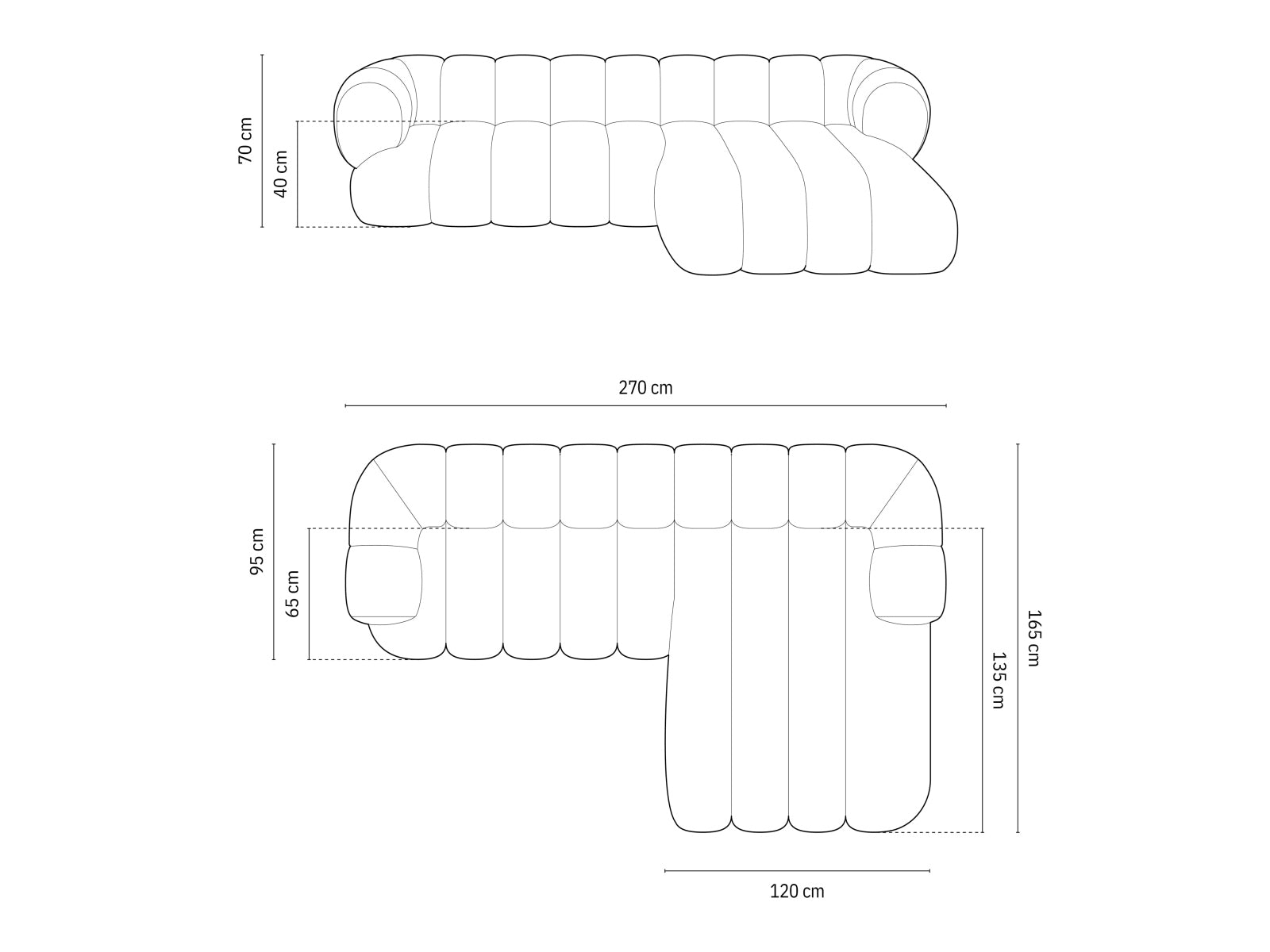 Koge Ecksofa rechts 5 Sitzer 165cm in Light Beige-Vogue präsentiert im Onlineshop von KAQTU Design AG. L-Sofa rechts ist von Cosmopolitan Design