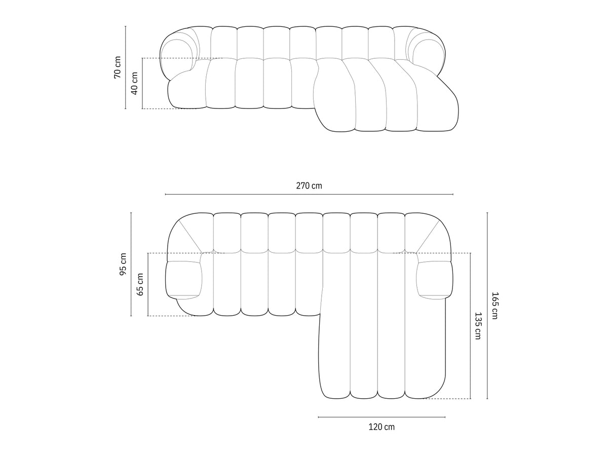Koge Ecksofa rechts 5 Sitzer 165cm in Deep Petrol-Vogue präsentiert im Onlineshop von KAQTU Design AG. L-Sofa rechts ist von Cosmopolitan Design