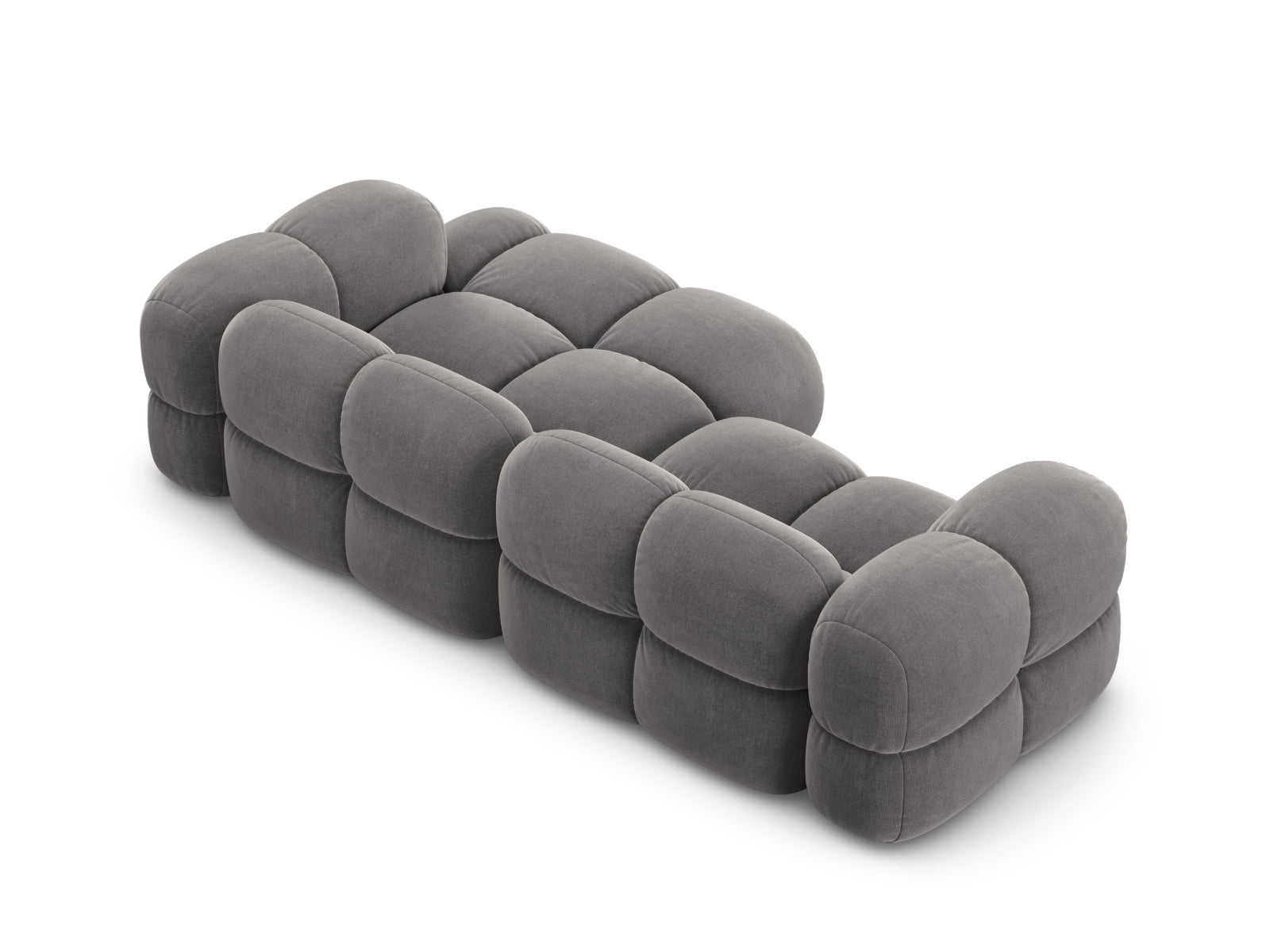 Modernes Loretto Velour Ecksofa in Grau, 3-Sitzer, perfekt für gemütliche Abende und stilvolle Einrichtungsideen.