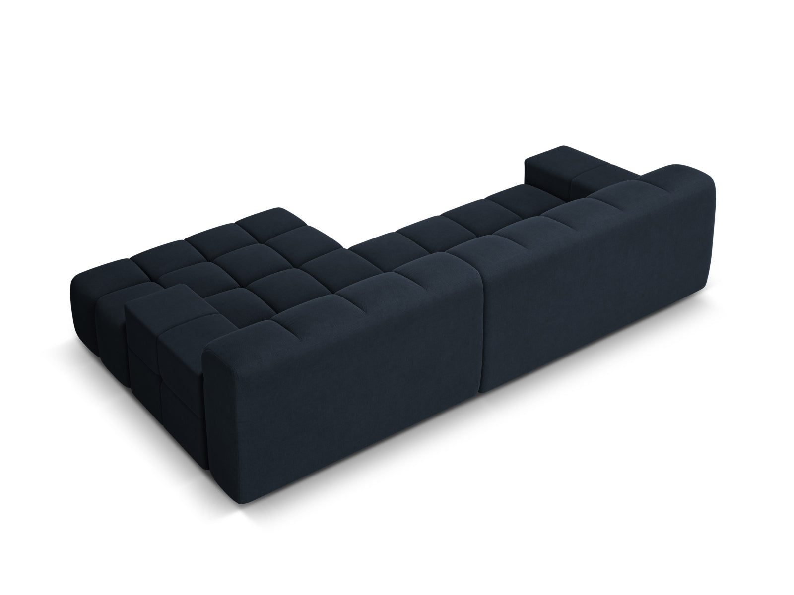 Elegantes 3-Sitzer Ecksofa rechts Hawaii in Royal Blue, ideal für moderne Wohnzimmer, vereint Komfort und stilvolles Design von Cosmopolitan.