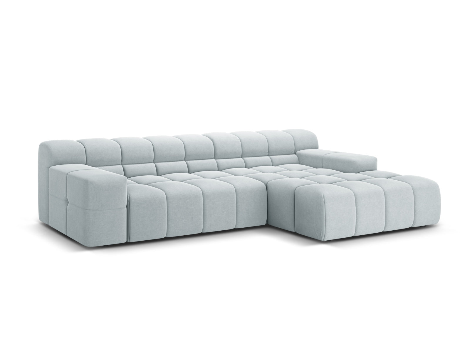 Stylisches 3-Sitzer Ecksofa rechts Hawaii in hellem Grau, ideal für moderne Wohnräume, von Cosmopolitan Design.