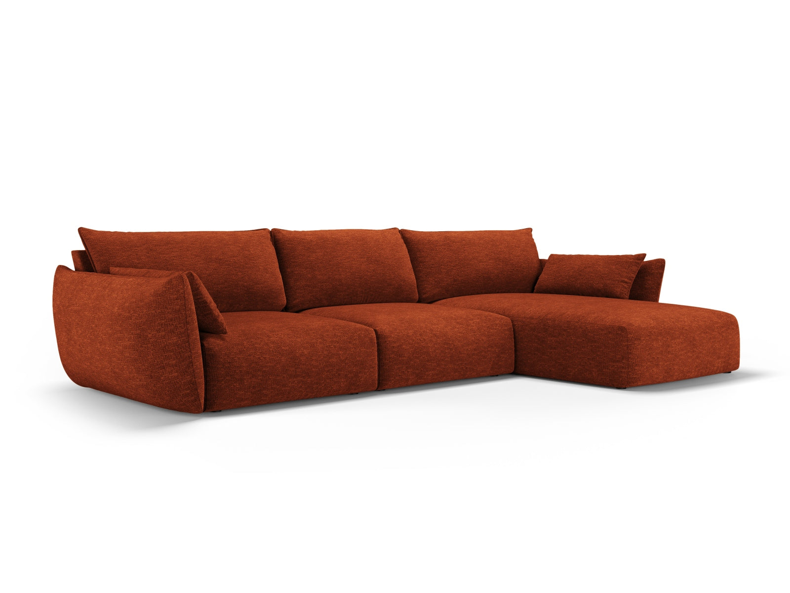 Elegantes 4-Sitzer Ecksofa rechts Matera in warmem Terracotta, ideal für stilvolle Wohnräume, von Cosmopolitan Design.