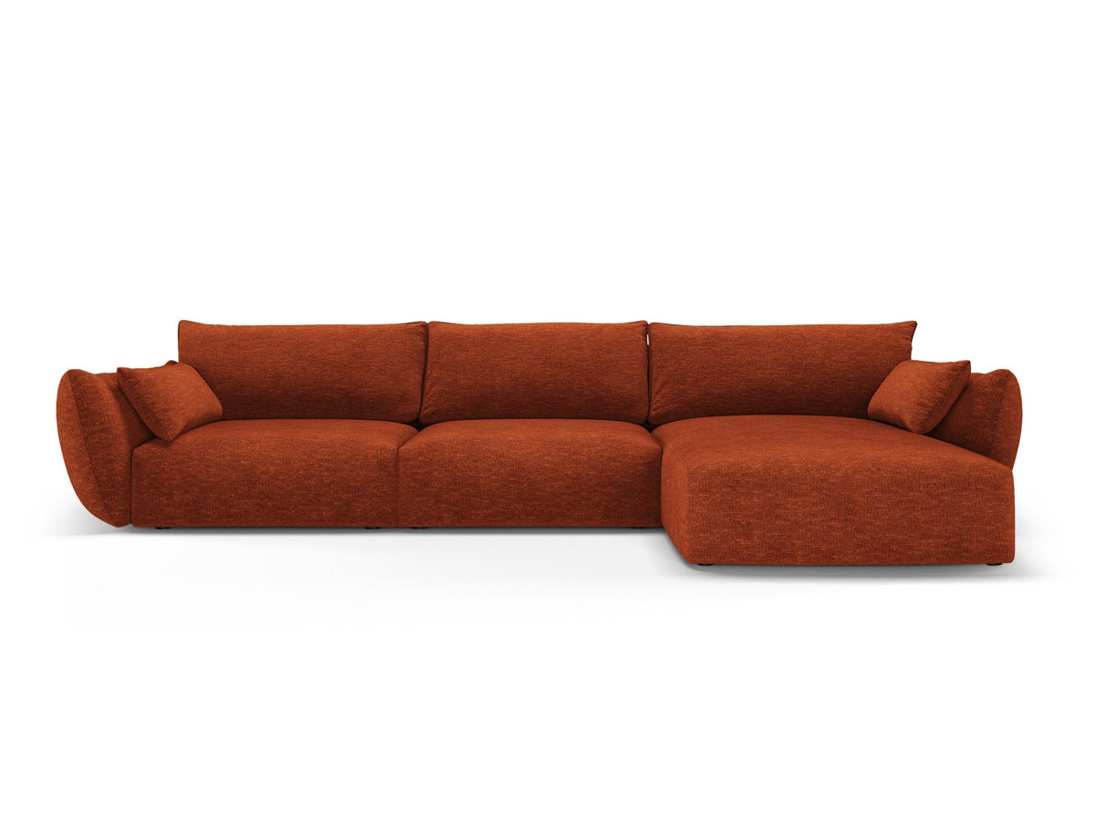 Ecksofa rechts Matera mit Stoffbezug, Récamière und schwarzen Kunststoffbeinen