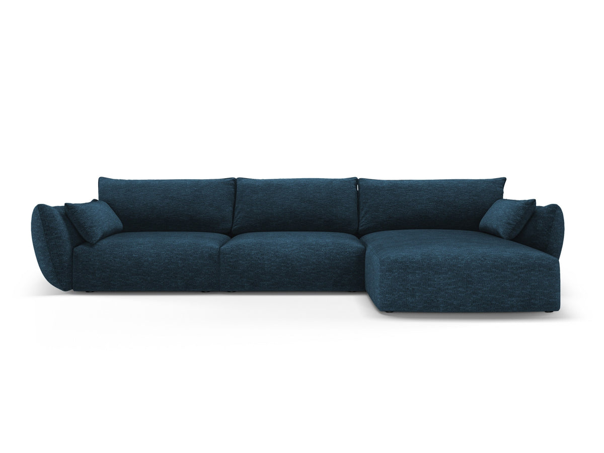 Ecksofa rechts Matera mit Stoffbezug, Récamière und schwarzen Kunststoffbeinen
