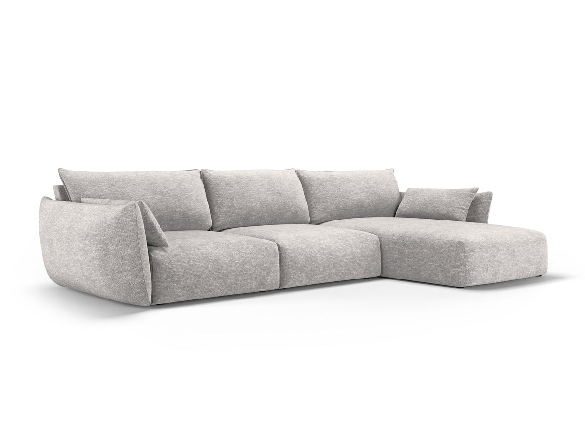 Ecksofa rechts Matera mit Stoffbezug, Récamière und schwarzen Kunststoffbeinen
