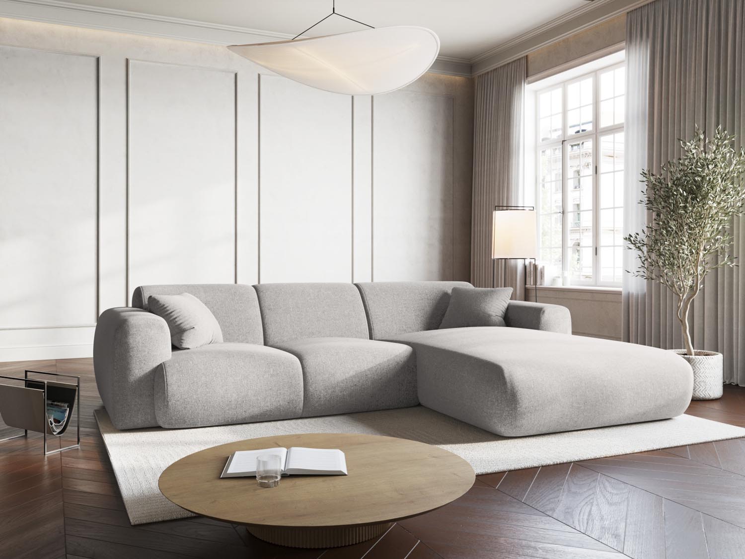 Modernes Nolio Ecksofa in Hellgrau, 4-Sitzer, 170 cm, stilvoll und bequem, ideal für Ihr Wohnzimmer, präsentiert von Cosmopolitan Design.