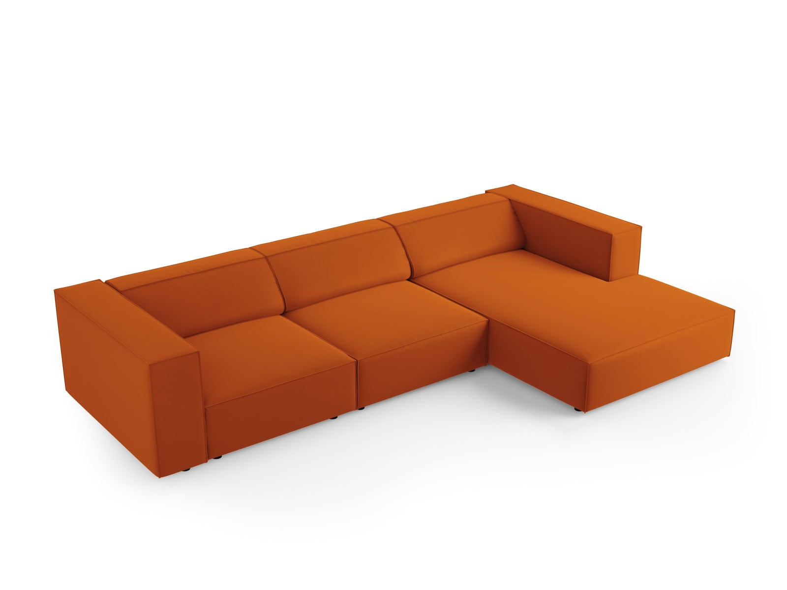 Entdecken Sie das stilvolle Arendal Velour Ecksofa rechts 4 Sitzer von Cosmopolitan Design – ideal für moderne Wohnräume und gemütliche Abende.