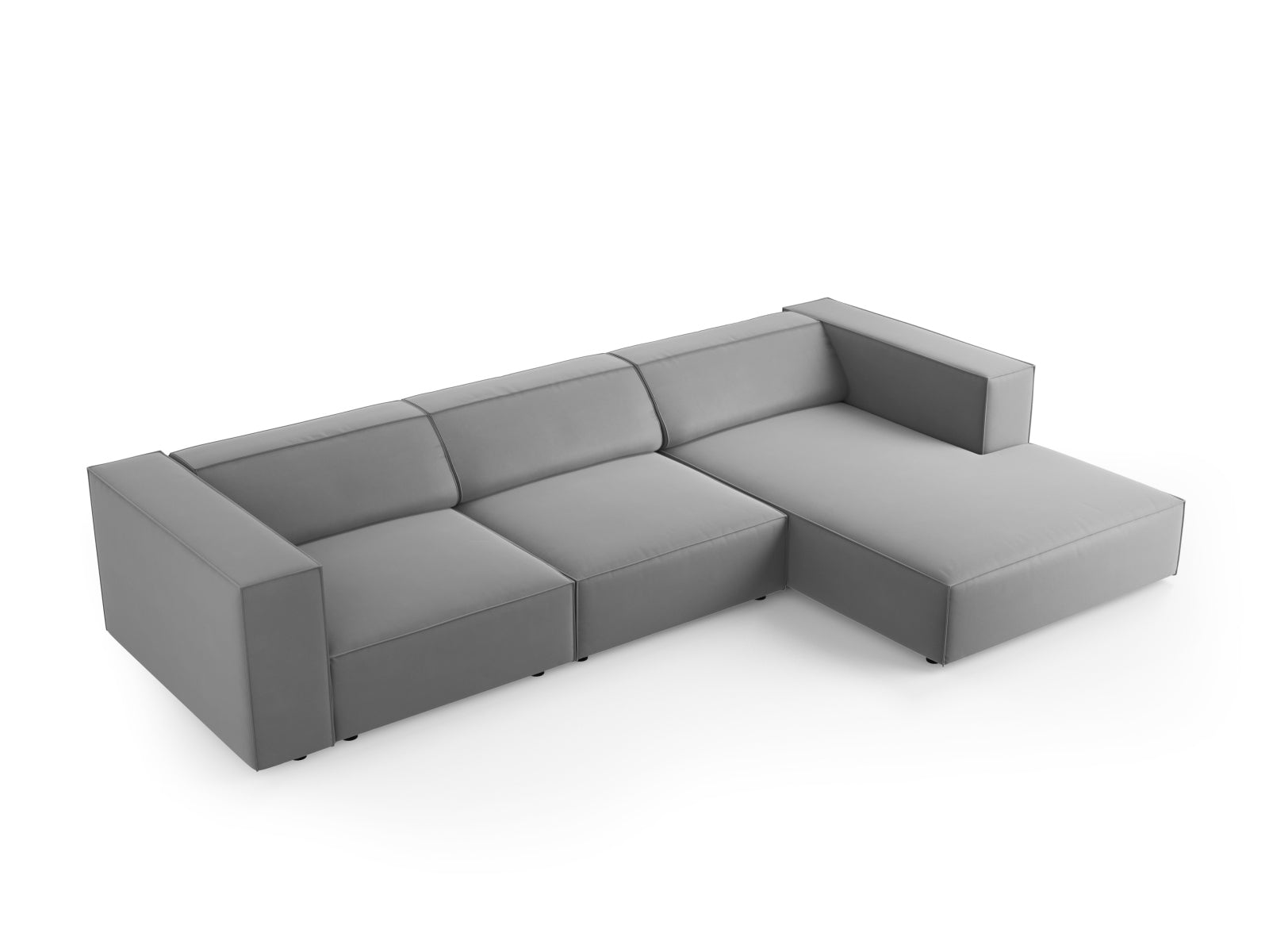 Erleben Sie das elegante Arendal Velour Ecksofa rechts 4 Sitzer von Cosmopolitan Design – perfekt für stilvolle Wohnräume und entspannte Stunden.