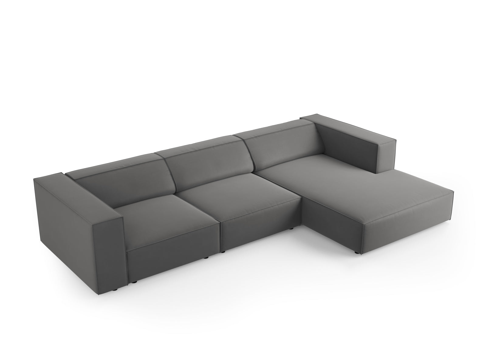 Entdecken Sie das stilvolle Arendal Velour Ecksofa rechts 4 Sitzer von Cosmopolitan Design – ideal für moderne Wohnräume und gemütliche Abende.