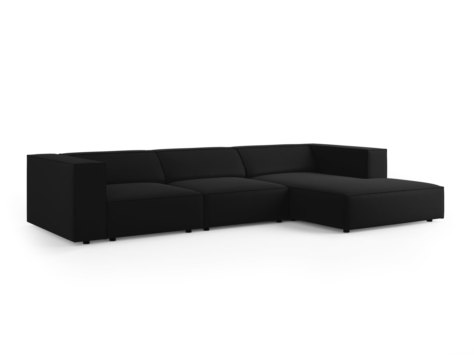 Erleben Sie das elegante Arendal Velour Ecksofa rechts 4 Sitzer von Cosmopolitan Design – perfekt für stilvolle Wohnräume und entspannte Stunden.