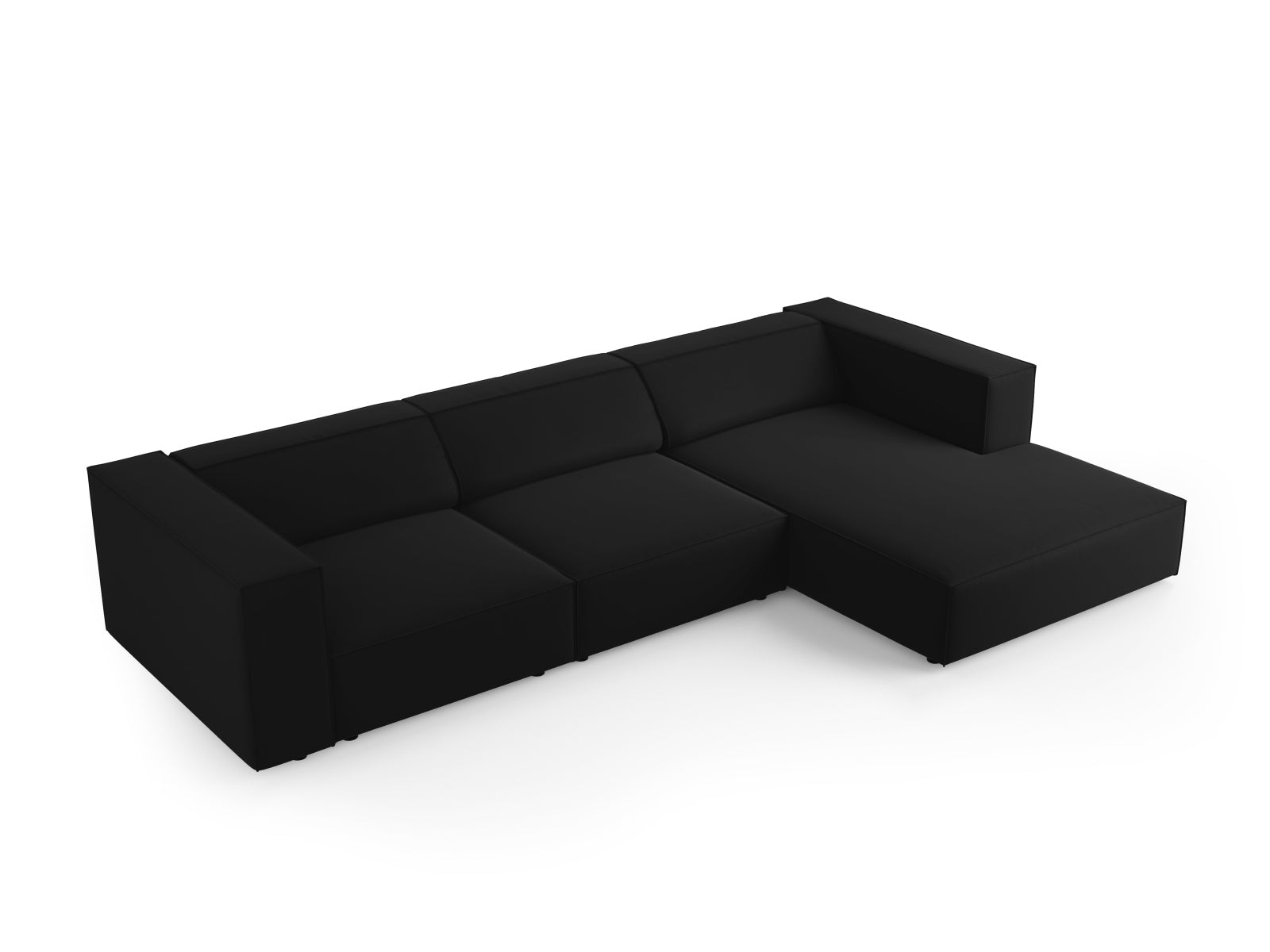 Erleben Sie das elegante Arendal Velour Ecksofa rechts 4 Sitzer von Cosmopolitan Design – perfekt für stilvolle Wohnräume und entspannte Stunden.