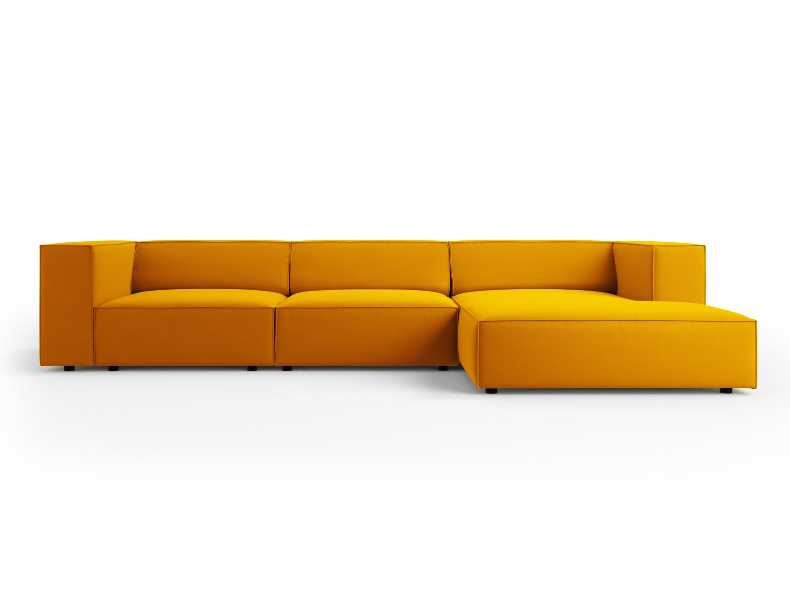 Arendal Velour Ecksofa rechts 4 Sitzer in Yellow präsentiert im Onlineshop von KAQTU Design AG. Ecksofa rechts ist von Cosmopolitan Design