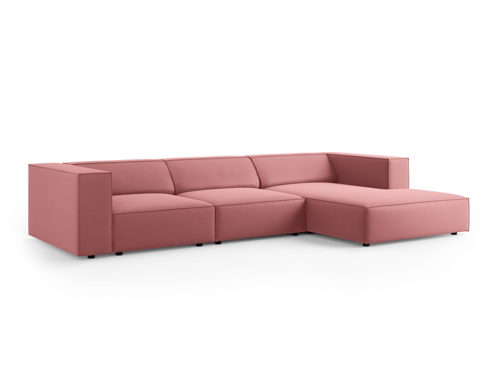 Erleben Sie das elegante Arendal Velour Ecksofa rechts 4 Sitzer von Cosmopolitan Design – perfekt für stilvolle Wohnräume und entspannte Stunden.