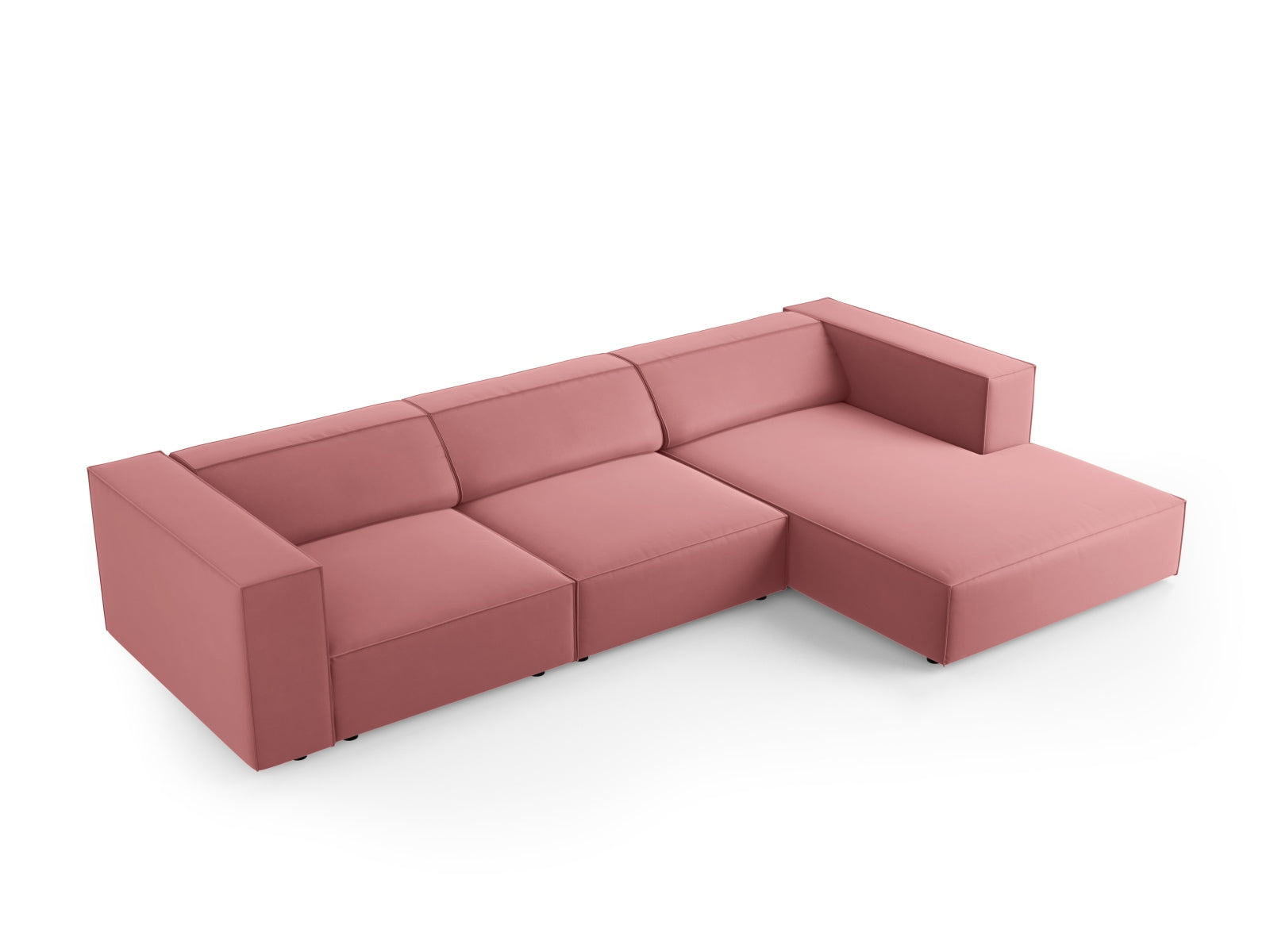 Erleben Sie das elegante Arendal Velour Ecksofa rechts 4 Sitzer von Cosmopolitan Design – perfekt für stilvolle Wohnräume und entspannte Stunden.