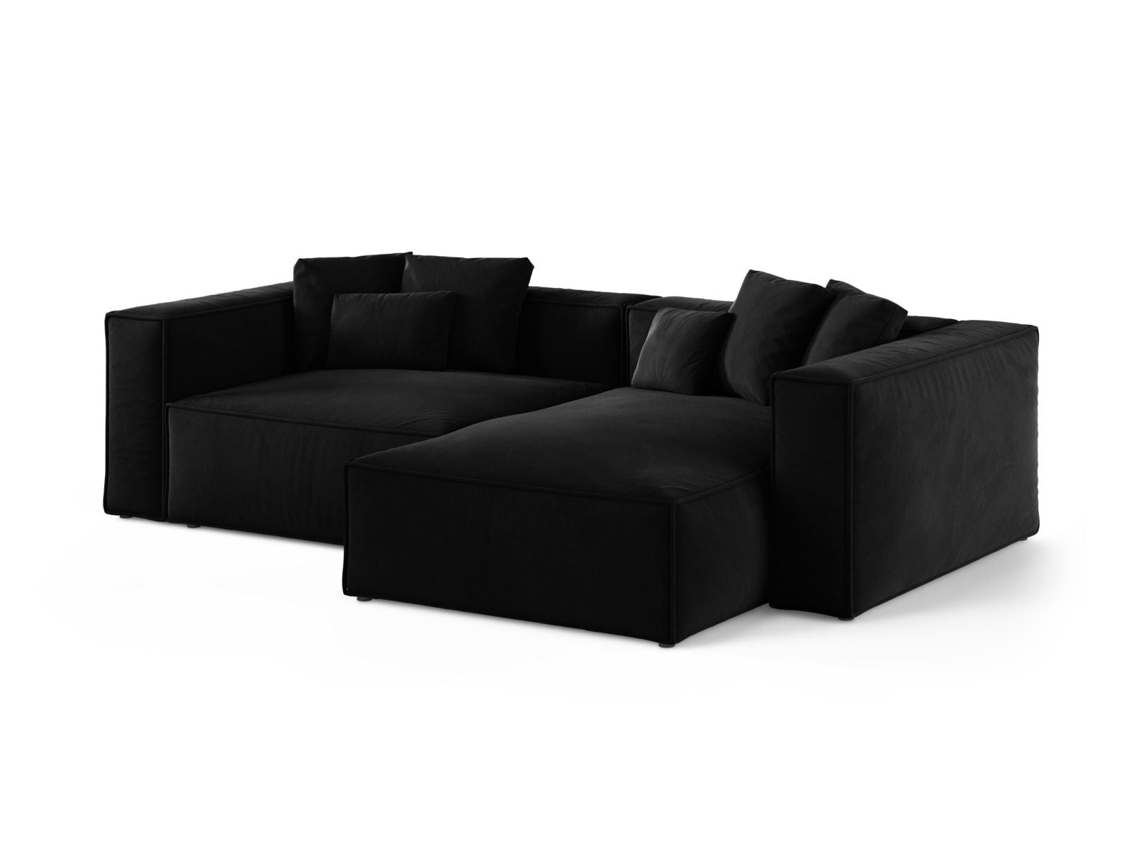 Elegantes 3-Sitzer Ecksofa Aveiro in stilvollem Schwarz, ideal für moderne Wohnräume, präsentiert von Cosmopolitan Design.