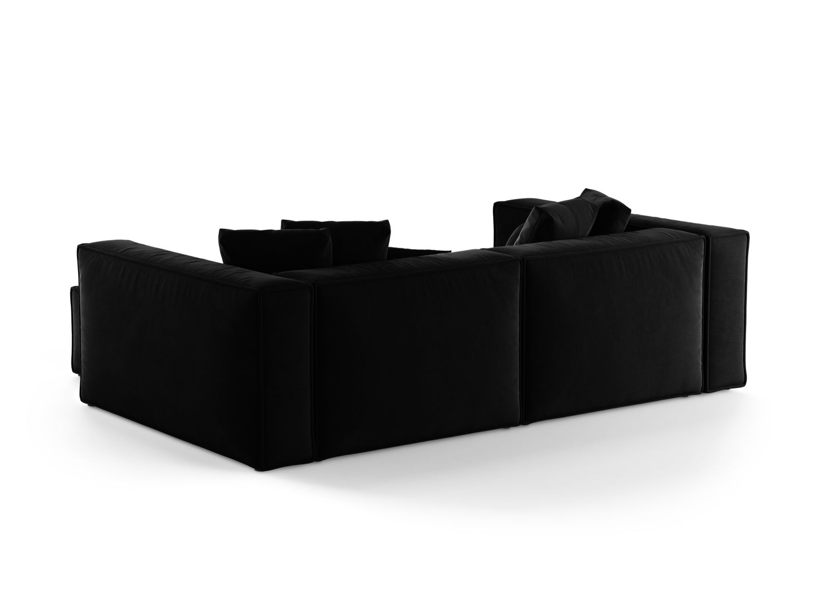 Elegantes 3-Sitzer Ecksofa Aveiro in Schwarz, ideal für gemütliche Wohnräume, erhältlich bei Cosmopolitan Design.