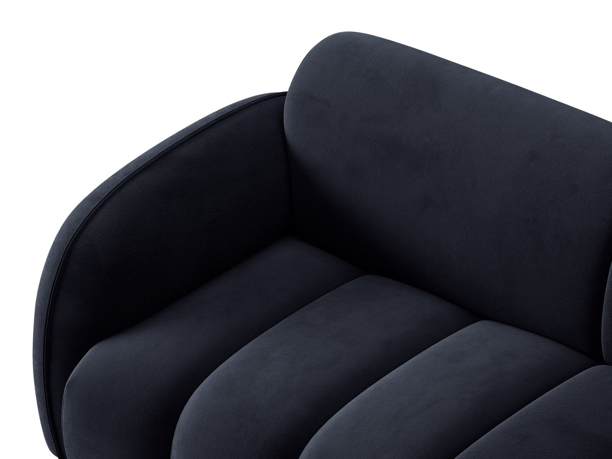 Bilbao Ecksofa rechts in Light Beige-Casino Samt, Massivholzrahmen, schwarze Kunststoffbeine, 3-Sitzer mit Récamiere, urbanes Design.