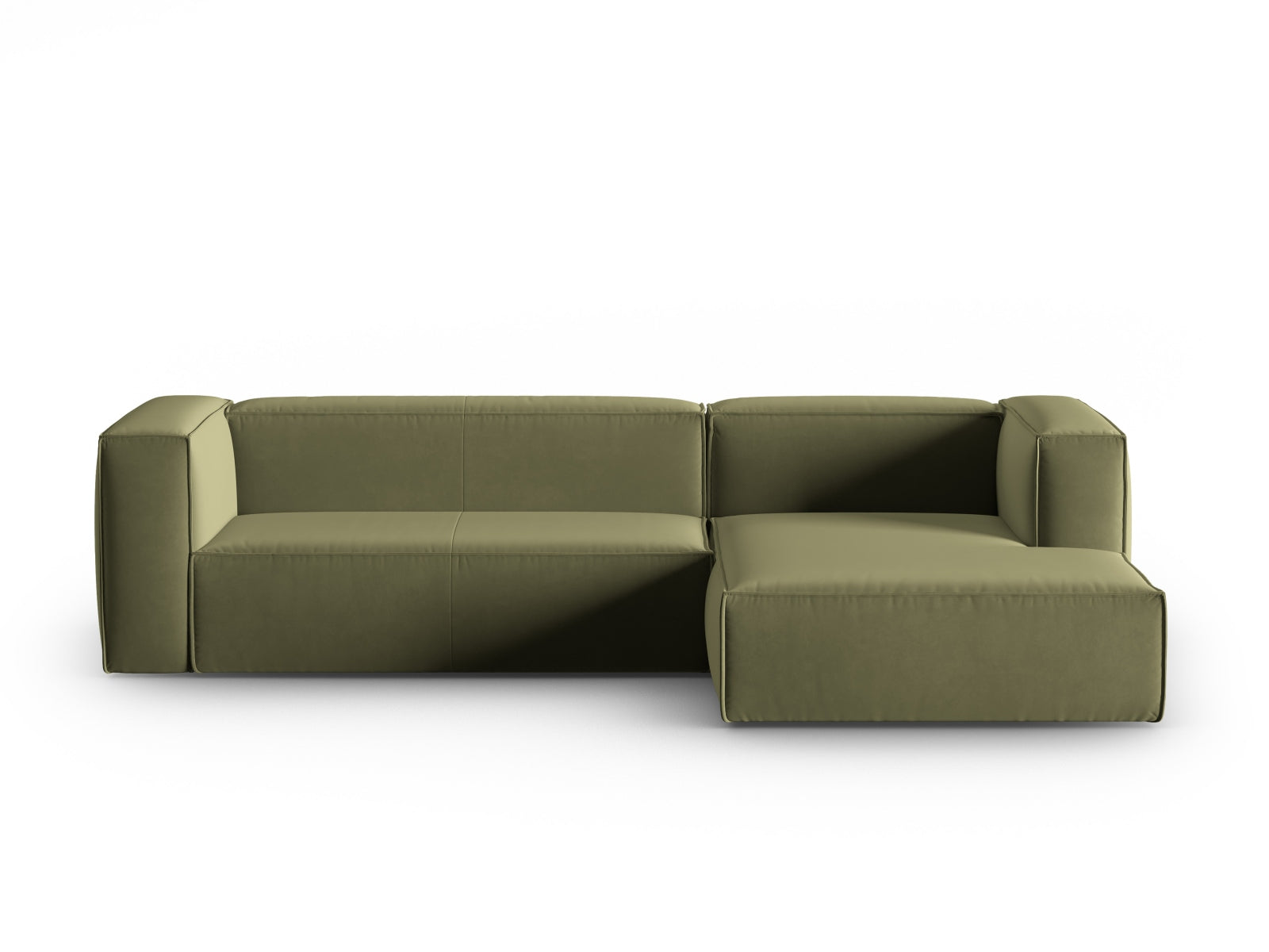 Mackay Velour Ecksofa rechts 4 Sitzer in Light Green präsentiert im Onlineshop von KAQTU Design AG. Ecksofa rechts ist von Cosmopolitan Design