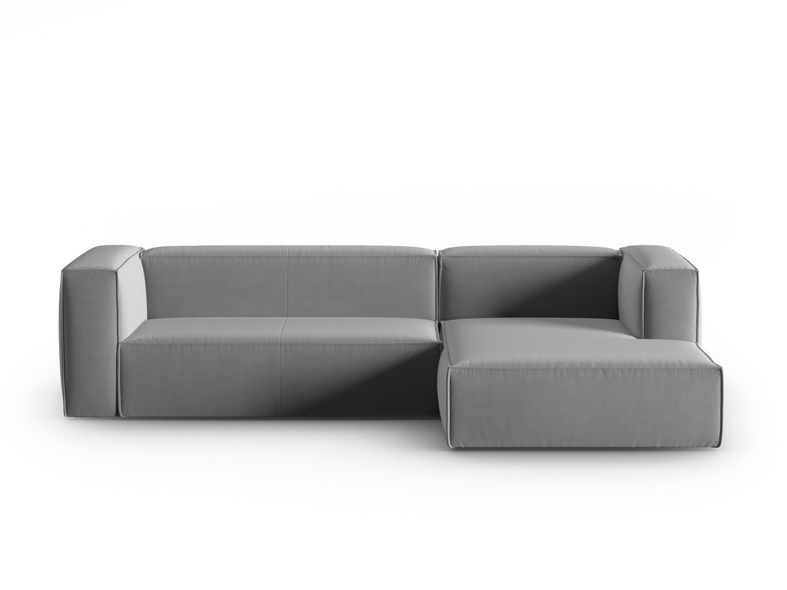 Mackay Velour Ecksofa rechts 4 Sitzer in Light Grey präsentiert im Onlineshop von KAQTU Design AG. Ecksofa rechts ist von Cosmopolitan Design