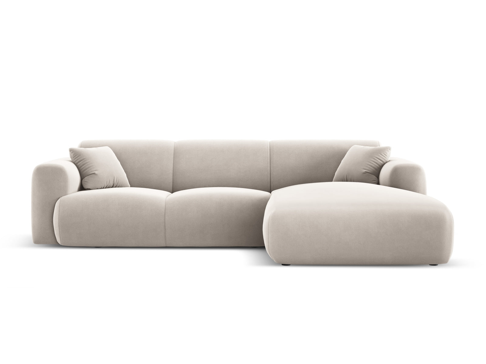 Nolio Velour Ecksofa rechts 4 Sitzer 170cm in Light Beige-Casino präsentiert im Onlineshop von KAQTU Design AG. L-Sofa rechts ist von Cosmopolitan Design