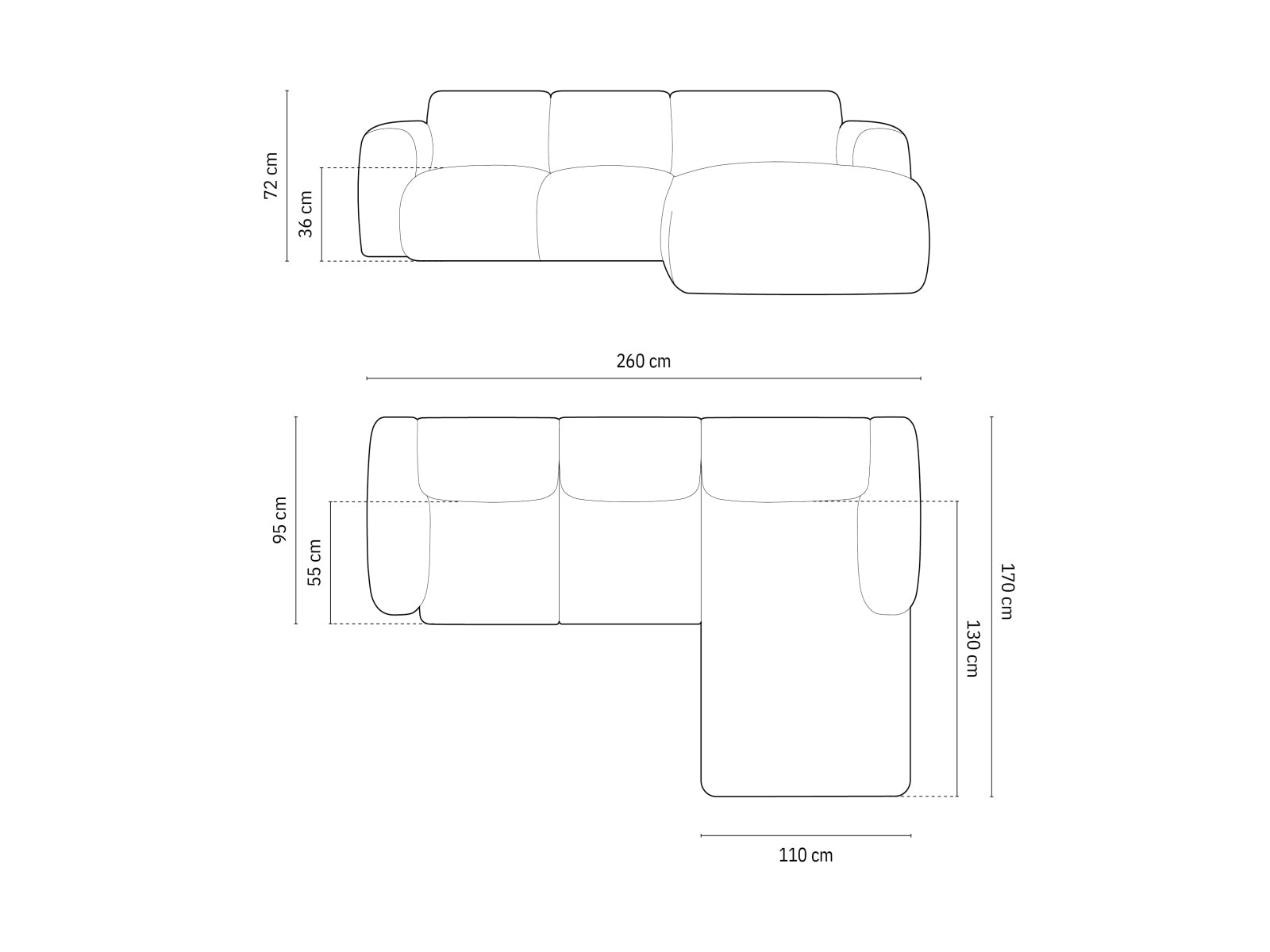 Erleben Sie das elegante Nolio Velour Ecksofa rechts von Cosmopolitan Design. Dieses 4-Sitzer Sofa (170 cm) bietet perfekten Komfort und modernes Flair.