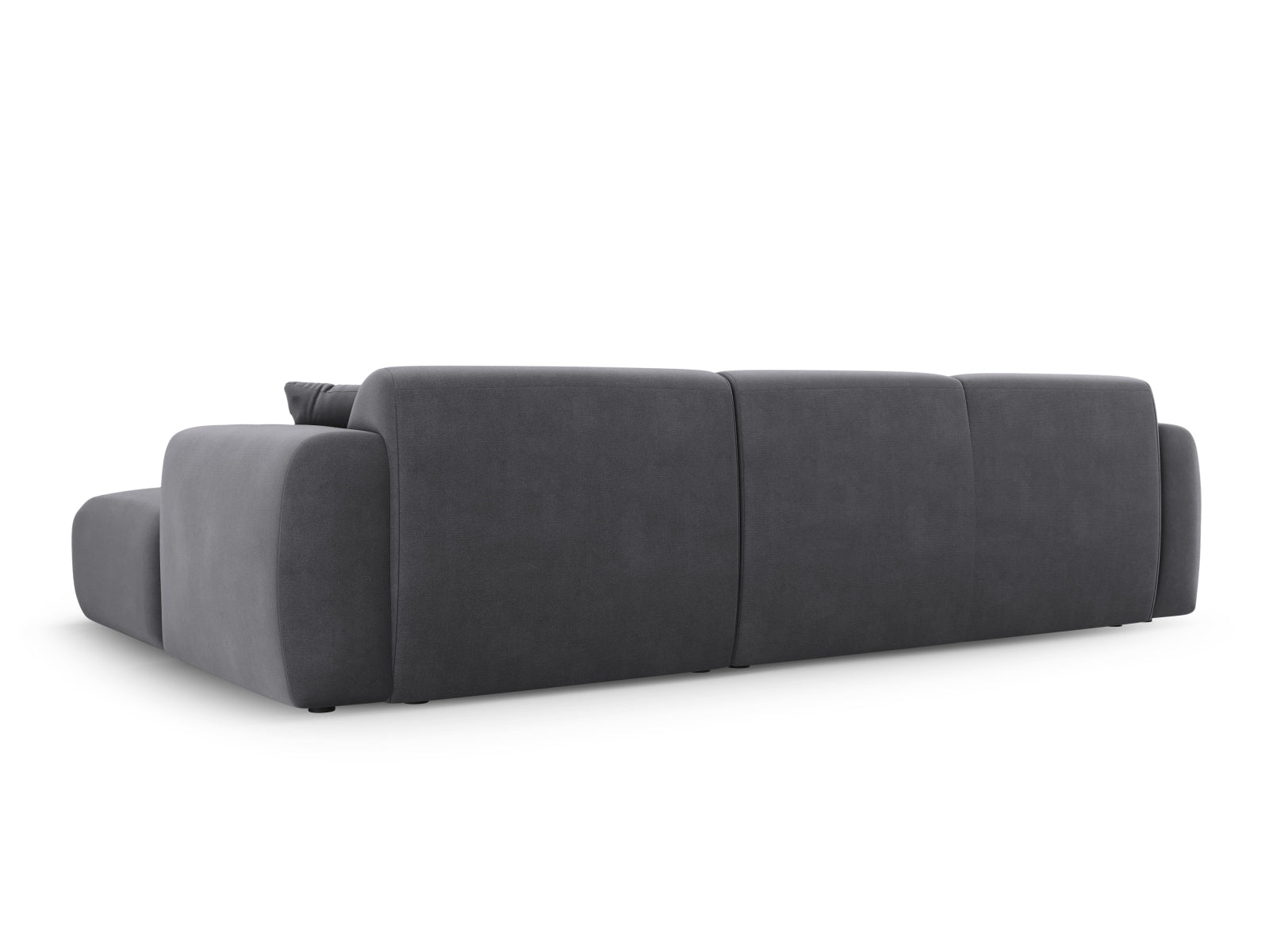 Elegantes Nolio Velour Ecksofa in Dunkelgrau, 4-Sitzer, ideal für stilvolle Wohnräume, vereint Funktionalität und modernes Flair.
