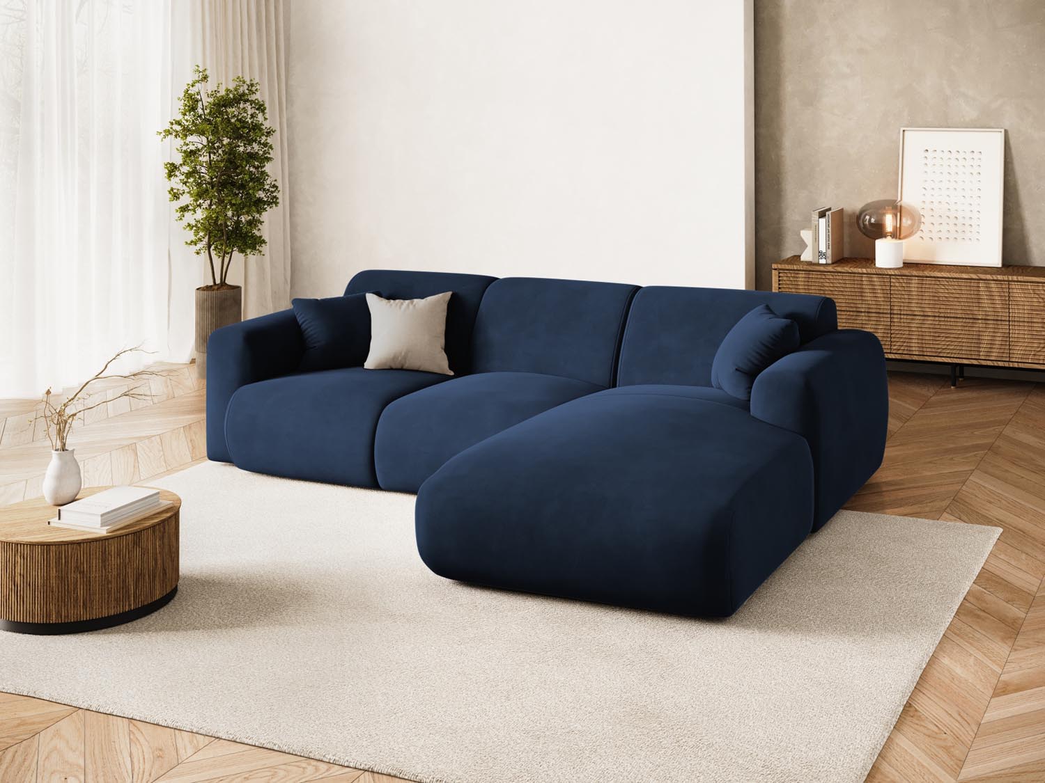 Entdecken Sie das stilvolle Nolio Velour Ecksofa rechts von Cosmopolitan Design. Dieses 4-Sitzer Sofa (170 cm) vereint Komfort und zeitgemässes Design.