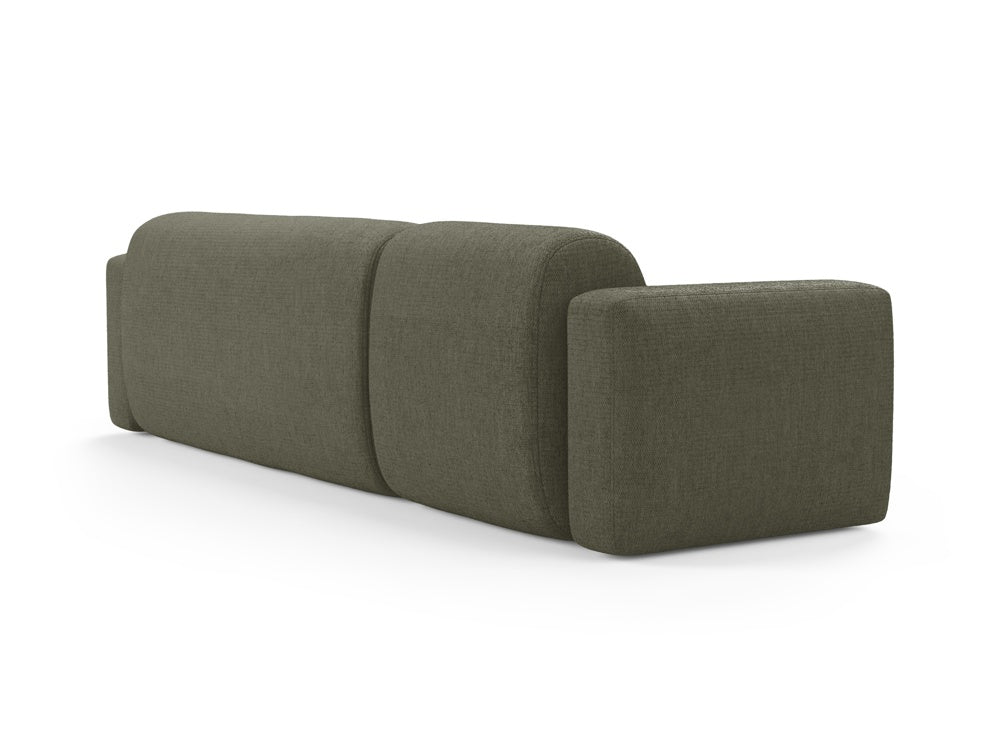 Modernes Strino Modular Ecksofa rechts in Dunkelolivgrün, bietet großzügigen Sitzkomfort und fügt sich harmonisch in jedes stilvolle Ambiente ein.