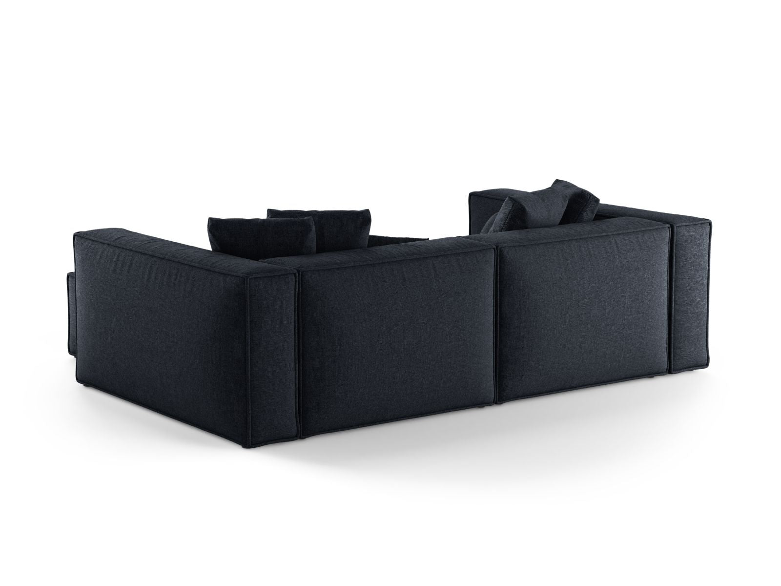 Elegantes 3-Sitzer Ecksofa Aveiro in Navy Blue-Eden, ideal für stilvolle Wohnräume und entspannte Stunden von Cosmopolitan Design.