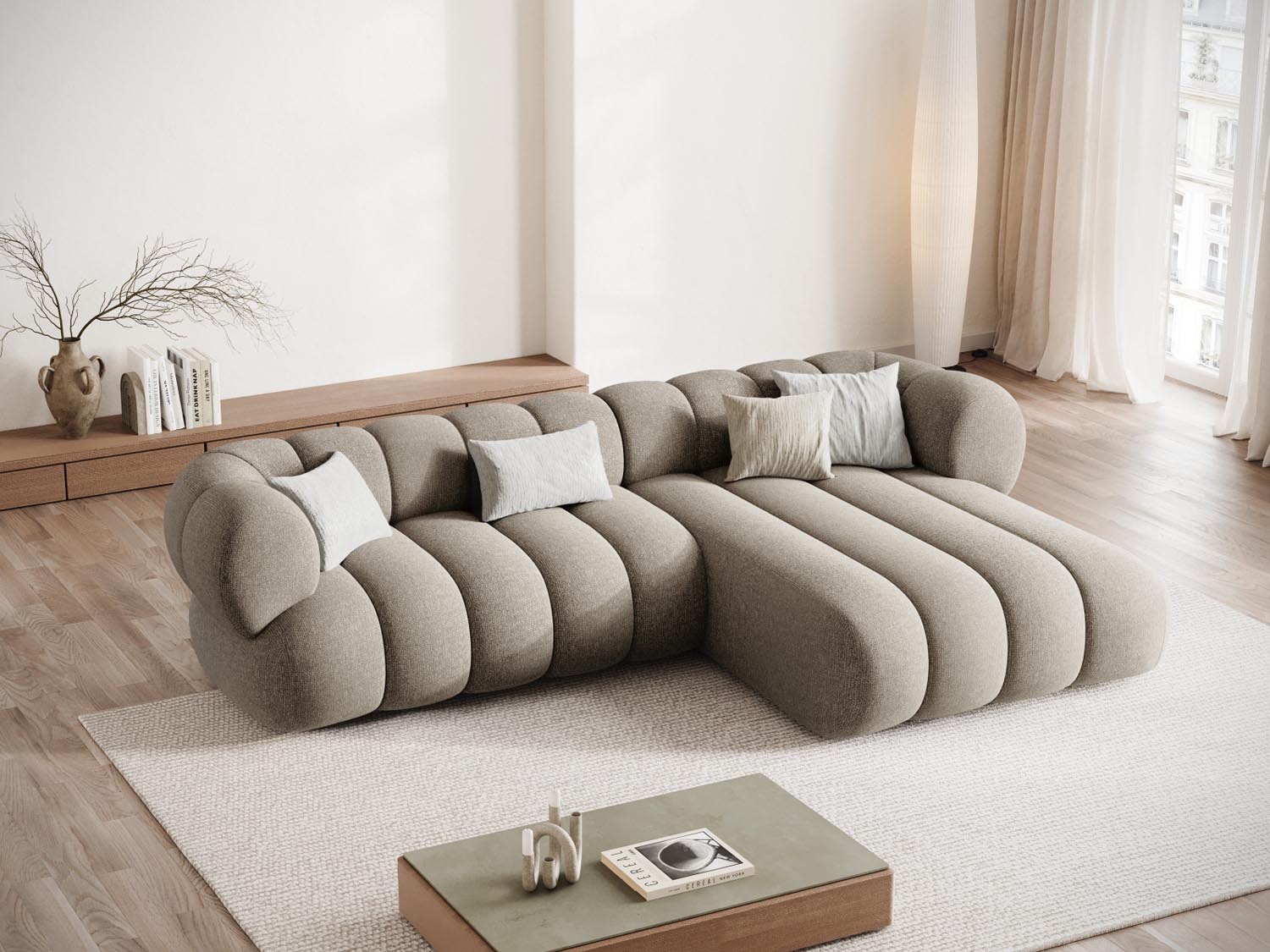 Koge Ecksofa 5 Sitzer 165cm in Dark Beige-Eden präsentiert im Onlineshop von KAQTU Design AG. L-Sofa links ist von Cosmopolitan Design