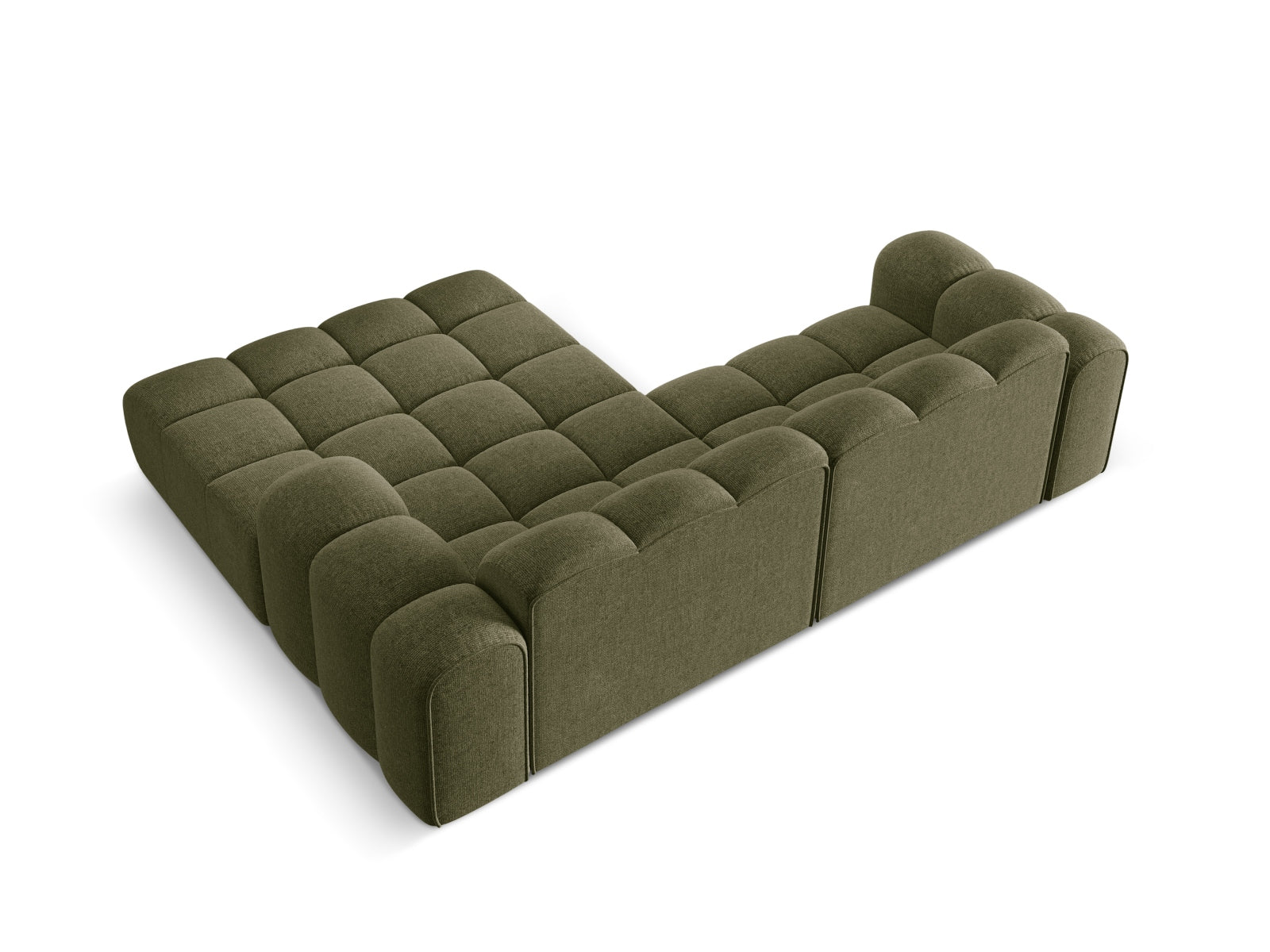 Modernes 3-Sitzer Ecksofa Treno in stilvollem Grün, perfekt für entspannte Stunden im Wohnzimmer, von Cosmopolitan Design.