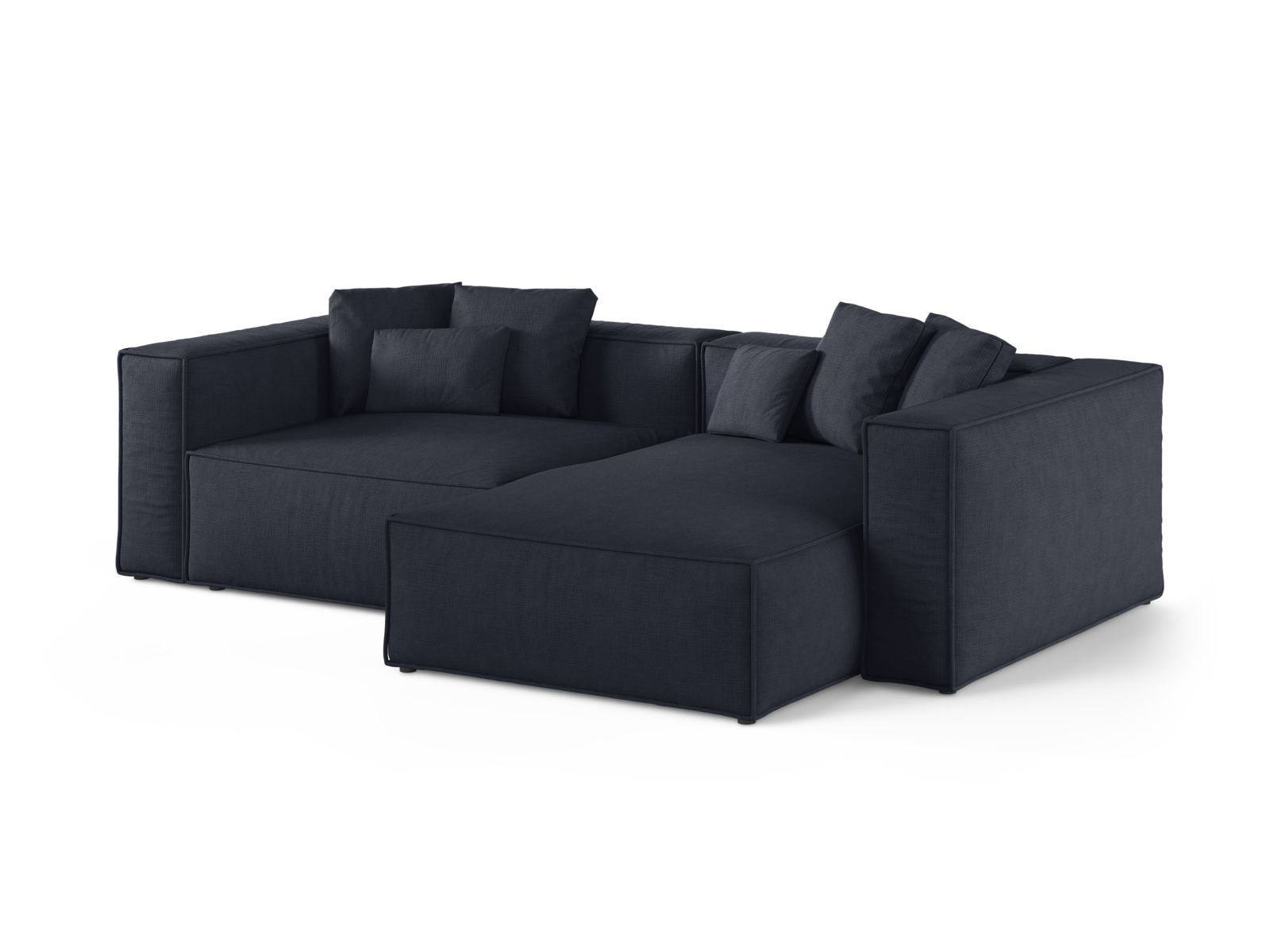 Elegantes 3-Sitzer Ecksofa Aveiro in Navy Blue, ideal für stilvolle Wohnräume, präsentiert von Cosmopolitan Design.