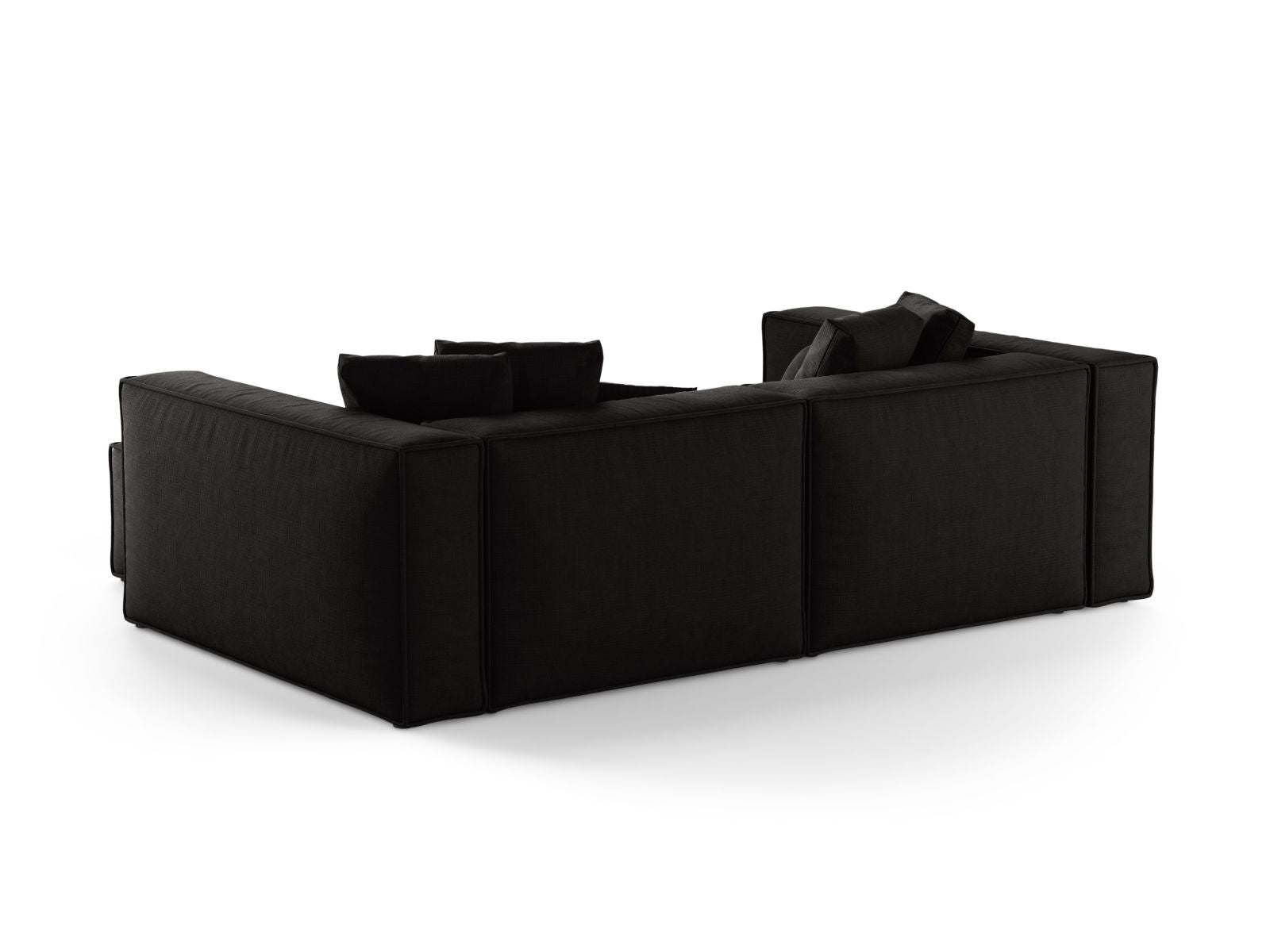 Elegantes 3-Sitzer Ecksofa Aveiro in Schwarz, ideal für moderne Wohnräume, erhältlich bei Cosmopolitan Design.
