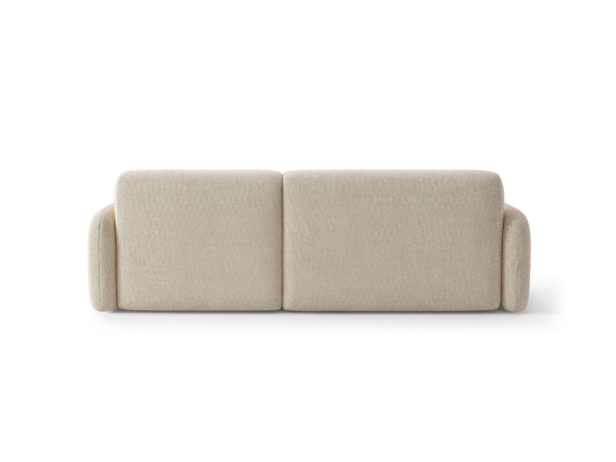 Ecksofa Malmo mit Récamière, bezogen in Chenille-Stoff Scott, auf schwarzen Beinen