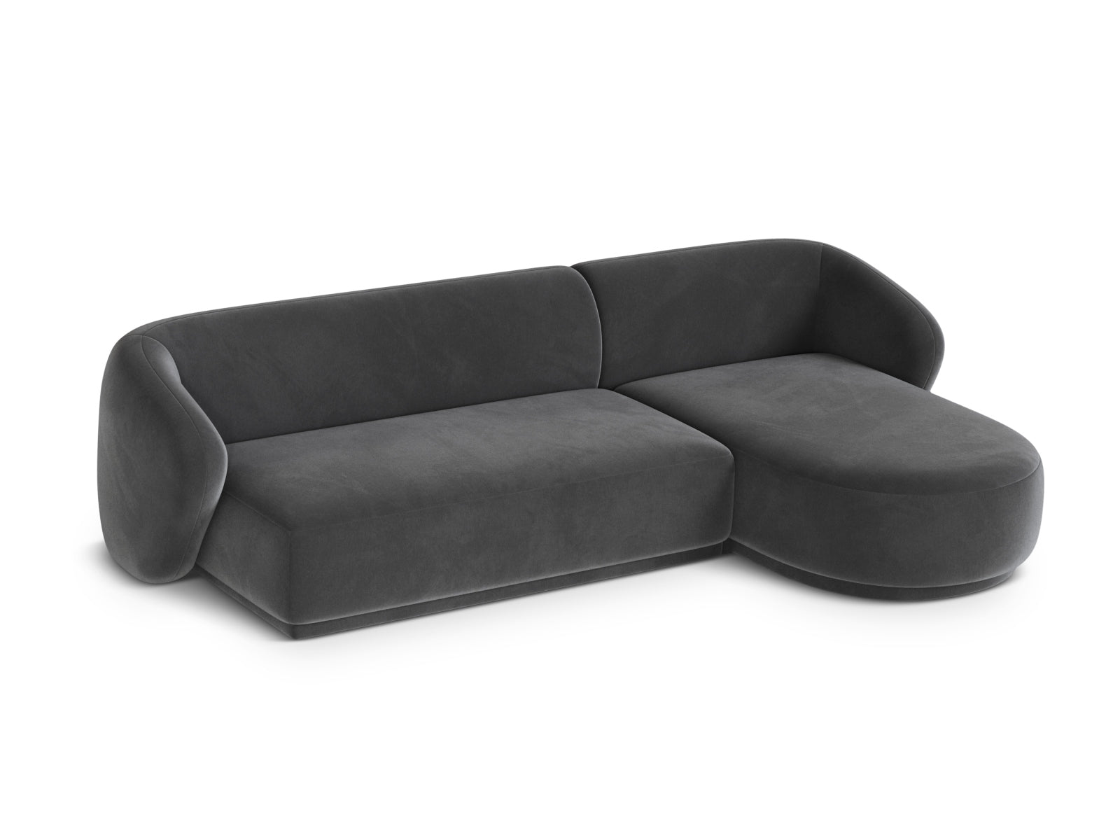 Modernes 4-Sitzer Ecksofa Gomera in stilvollem Dunkelgrau, ideal für entspannte Abende im Wohnzimmer, erhältlich bei Cosmopolitan Design.