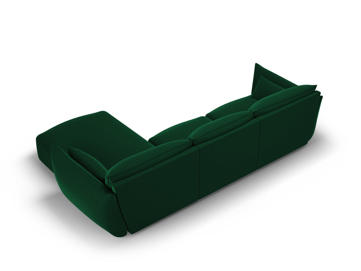 Ecksofa rechts Matera mit Stoffbezug, Récamière und schwarzen Kunststoffbeinen