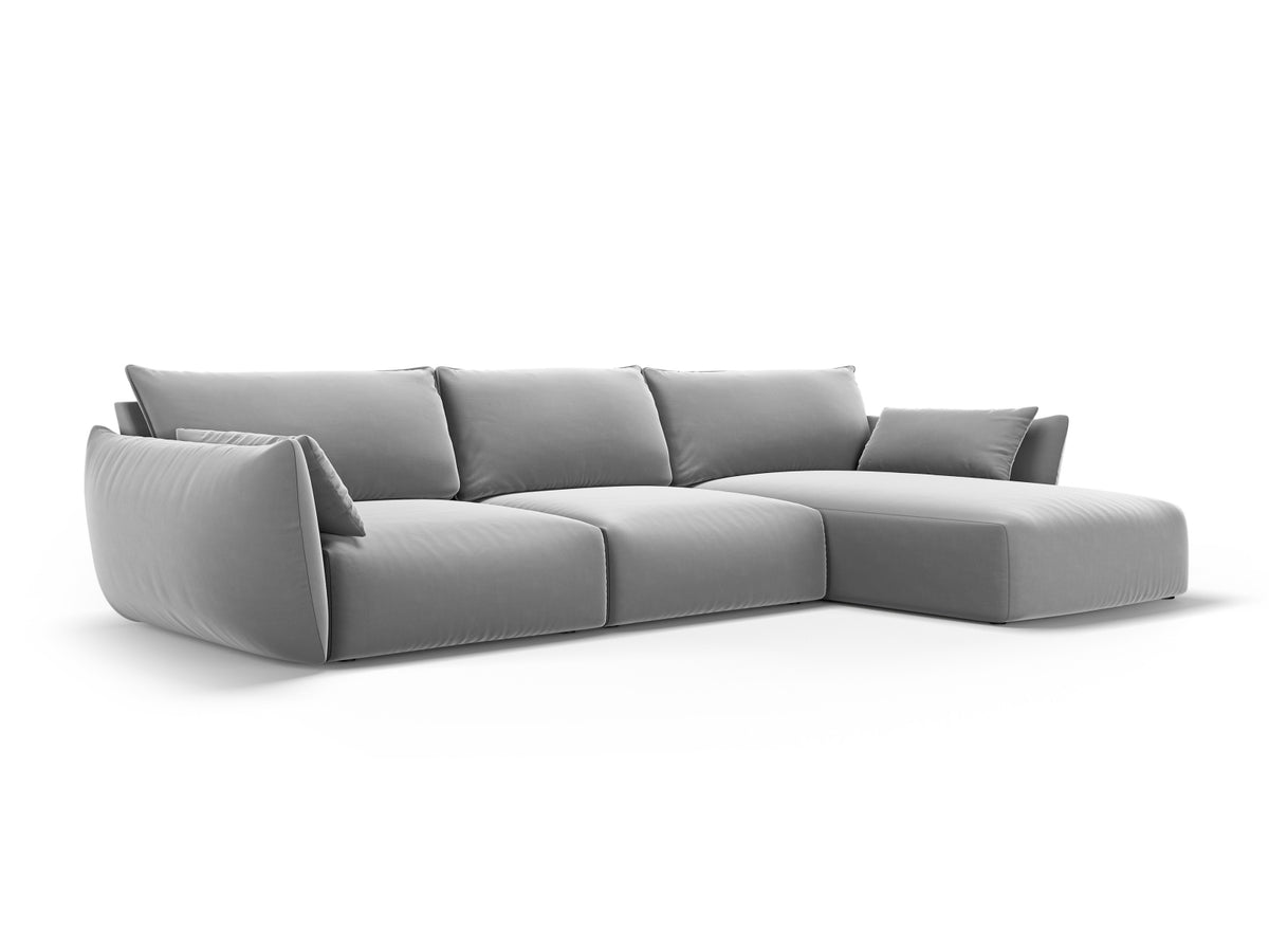 Ecksofa rechts Matera mit Stoffbezug, Récamière und schwarzen Kunststoffbeinen