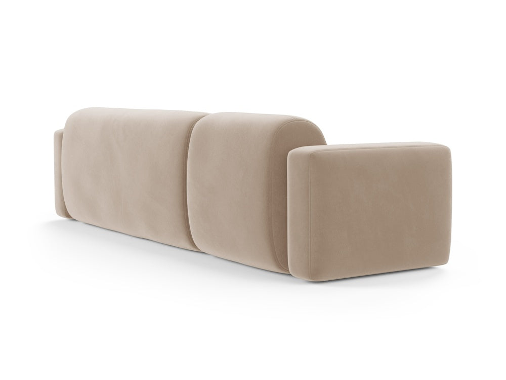 Elegantes, modulares Ecksofa in Beige aus Strino Velour, 3-Sitzer, perfekt für stilvolle Wohnräume, von Cosmopolitan Design.