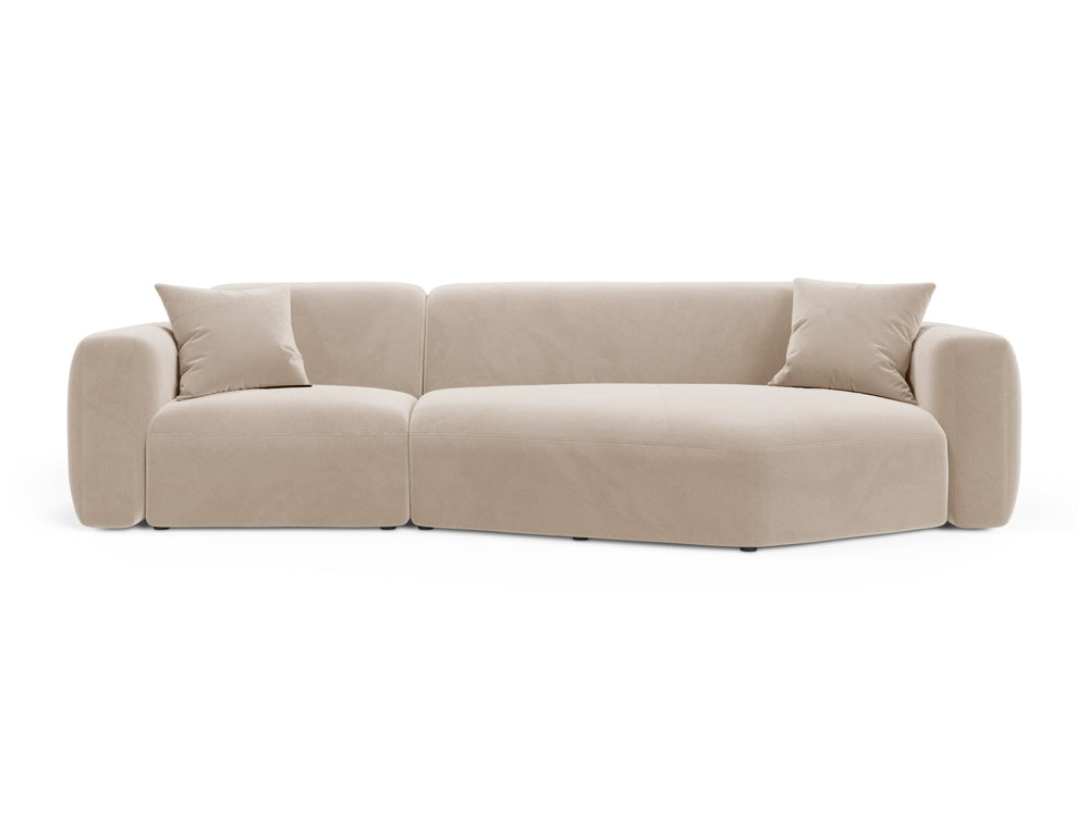 Strino Velour Modular Ecksofa rechts 3 Sitzer in Beige-Salvador präsentiert im Onlineshop von KAQTU Design AG. L-Sofa rechts ist von Cosmopolitan Design