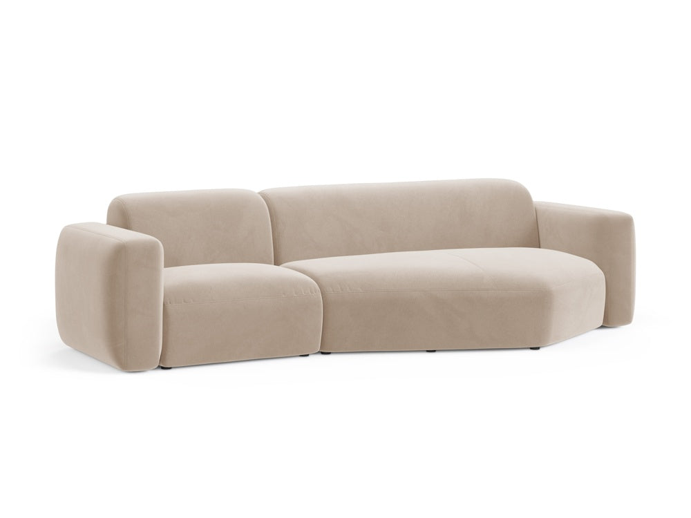 Beige Strino Velour Ecksofa mit 3 Sitzen, modular und elegant, ideal für moderne Wohnräume, präsentiert von Cosmopolitan Design.