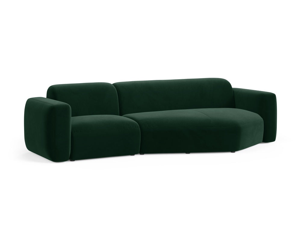 Elegantes Strino Velour Ecksofa in Bottle Green, 3-Sitzer, modular und rechtsseitig, ideal für stilvolle Wohnräume von Cosmopolitan Design.