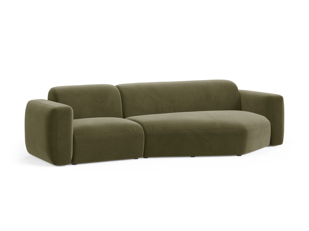 Entdecken Sie das Strino Velour Modular Ecksofa rechts 3 Sitzer von Cosmopolitan Design – stilvoll, anpassungsfähig und perfekt für Ihr zeitgemässes Zuhause.