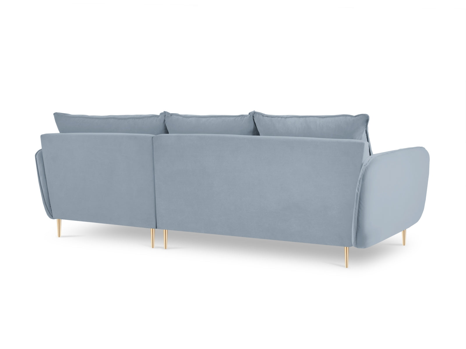 Vienna Velour Ecksofa rechts 5 Sitzer 170cm in Light Blue/Gold-Bluvel präsentiert im Onlineshop von KAQTU Design AG. Ecksofa rechts ist von Cosmopolitan Design