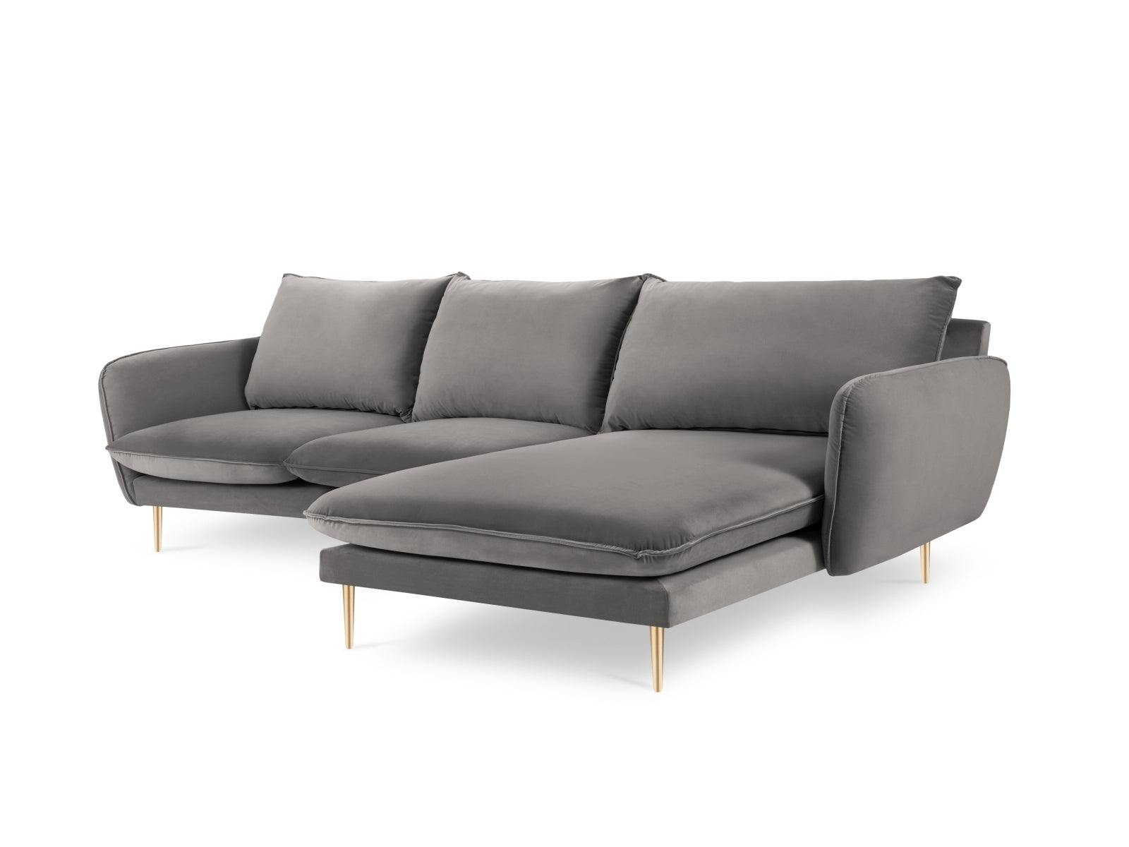 Vienna Velour Ecksofa rechts 5 Sitzer 170cm in Light Grey/Gold-Bluvel präsentiert im Onlineshop von KAQTU Design AG. Ecksofa rechts ist von Cosmopolitan Design