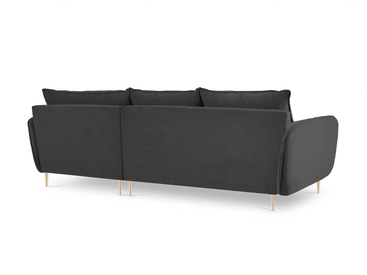 Vienna Velour Ecksofa rechts 5 Sitzer 170cm in Dark Grey/Gold-Bluvel präsentiert im Onlineshop von KAQTU Design AG. Ecksofa rechts ist von Cosmopolitan Design