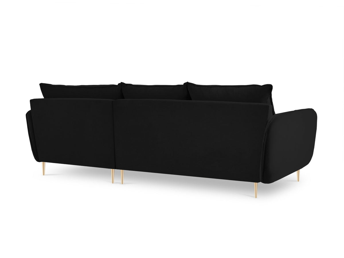Vienna Velour Ecksofa rechts 5 Sitzer 170cm in Black/Gold-Bluvel präsentiert im Onlineshop von KAQTU Design AG. Ecksofa rechts ist von Cosmopolitan Design