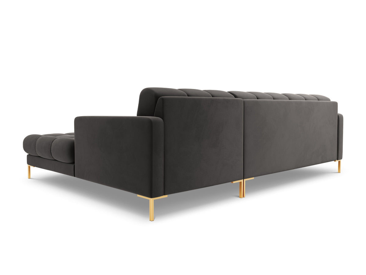 Ecksofa rechts Bali von Cosmopolitan Design mit Récamière, Stoffbezug und Metallbeinen