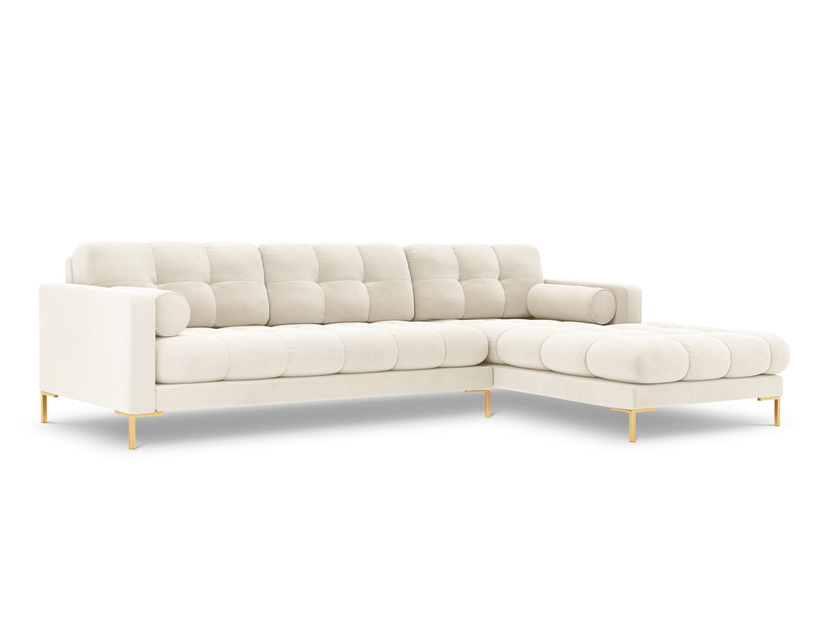 Ecksofa rechts Bali von Cosmopolitan Design mit Récamière, Stoffbezug und Metallbeinen